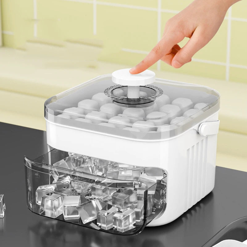 Large Capacity Ice Cube Maker with Easy Press Lid