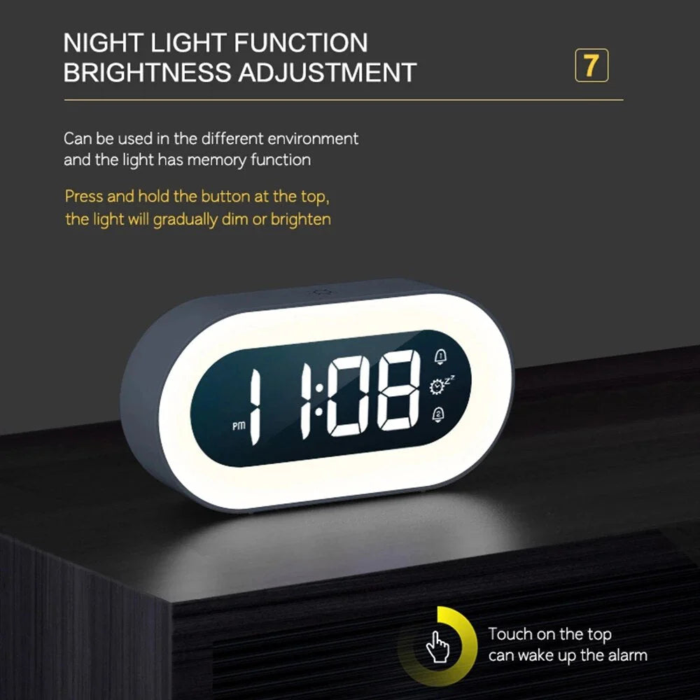 Gentle Light Alarm Clock with Gradual Brightness and Snooze Function