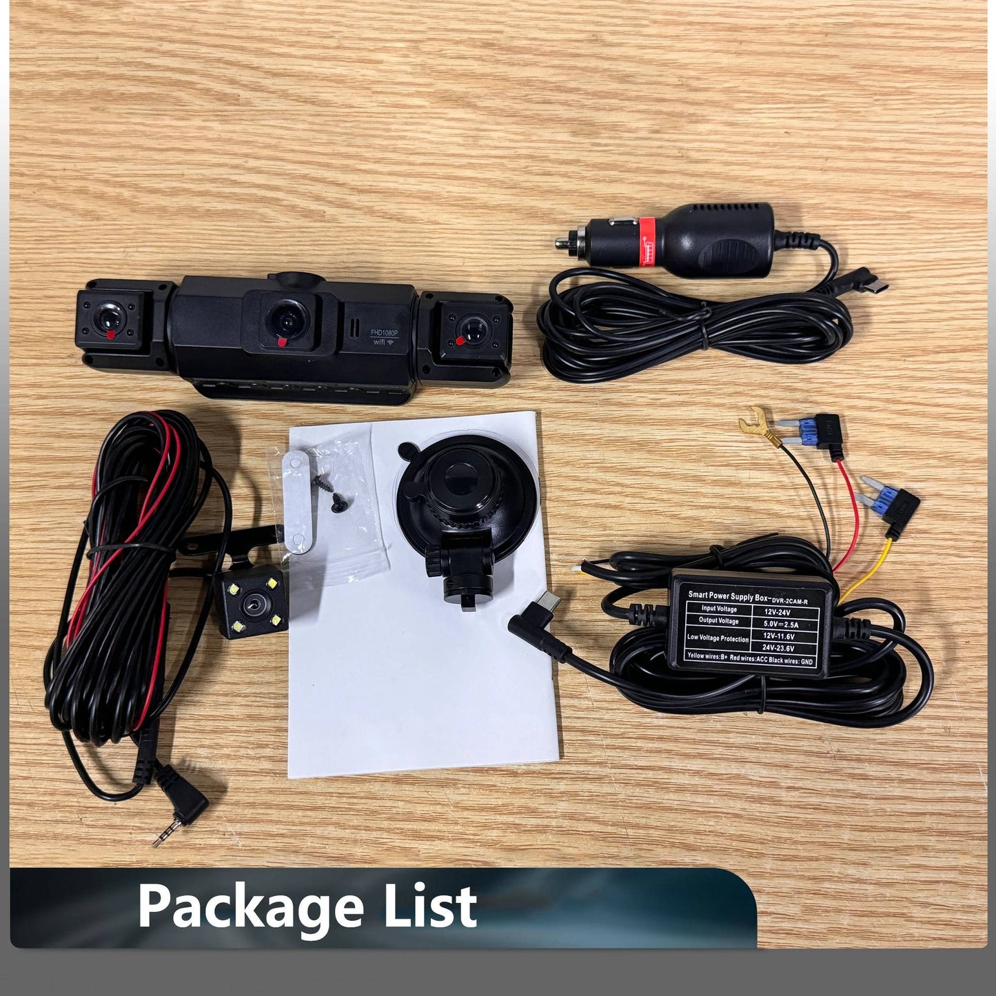 Wireless Car Dash Cam with Front and Rear Cameras, Night Vision