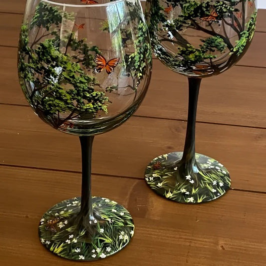 Hand Painted Wine Glass