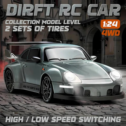 4WD RC Car with LED Lights, Retro Drift Master