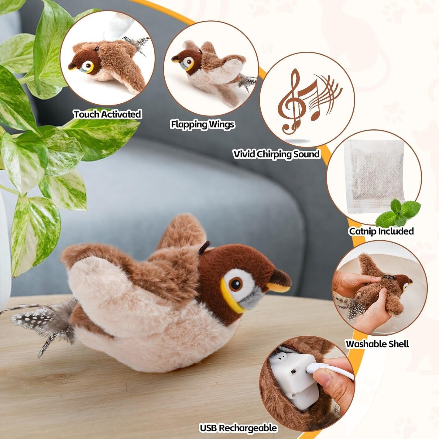 Interactive Bird Toy for Cats, ChirpBuddy