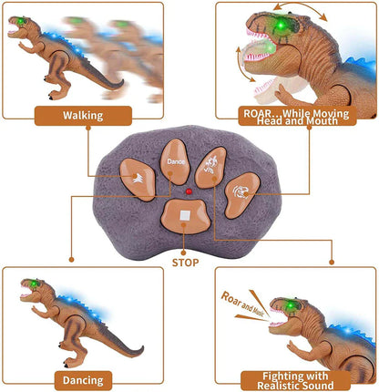 Remote Control T-Rex Dinosaur Toy, LED Light Up, Walking and Roaring Features