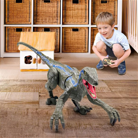 Remote Control Velociraptor Dinosaur Toy with Lights and Sounds Effects