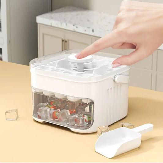 Large Capacity Ice Cube Maker with Easy Press Lid