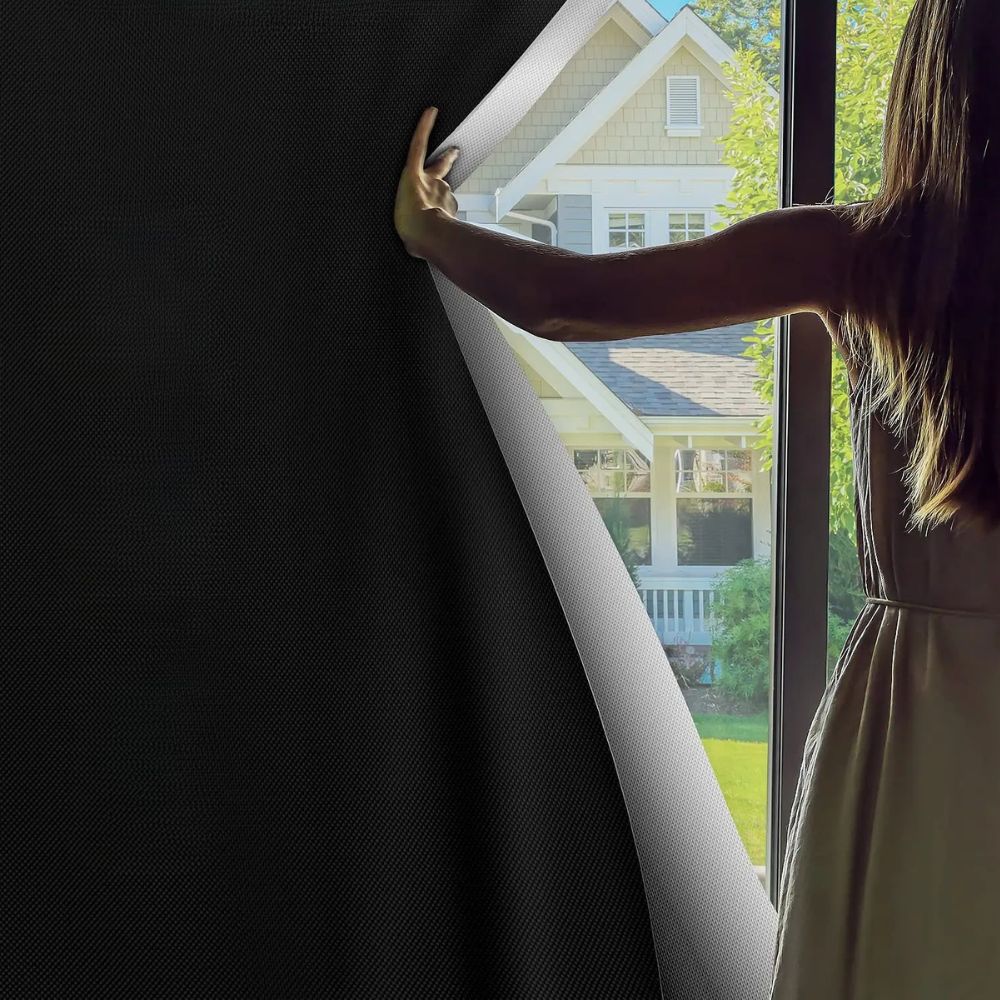 Blackout Window Cover Shade, Adhesive Sun Blocking Design