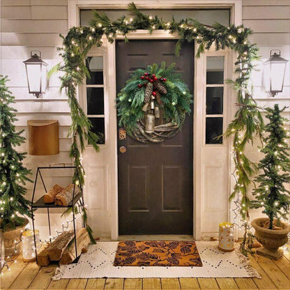 Farmhouse Christmas Wreath, Boho Style Holiday Decor