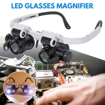 LED Glasses Magnifier, 8x 15x 23x Magnification Options
