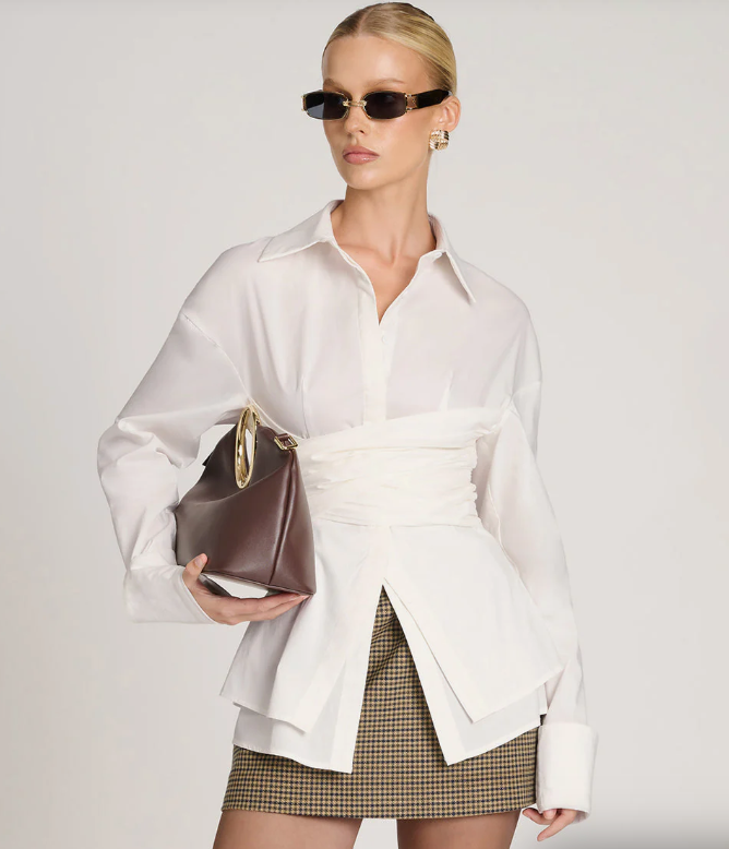 Draped Waist Shirt for Effortless Elegance and Waist Sculpting