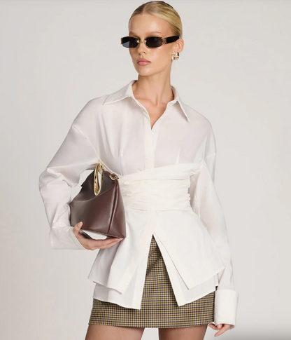 Draped Waist Shirt for Effortless Elegance and Waist Sculpting