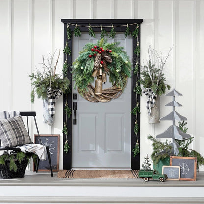 Farmhouse Christmas Wreath, Boho Style Holiday Decor