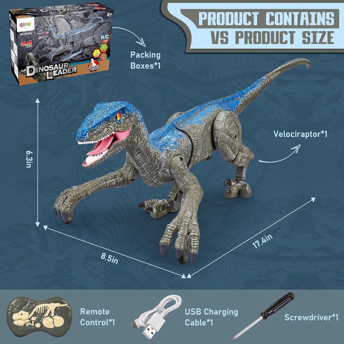 Remote Control Dinosaur Toy with Realistic Movements