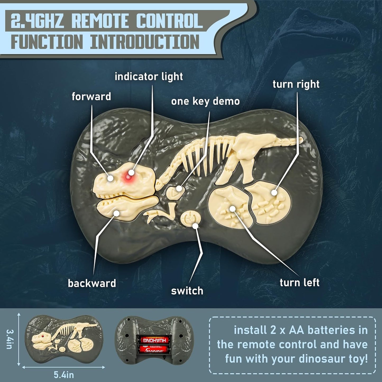 Remote Control Dinosaur Toy with Realistic Movements