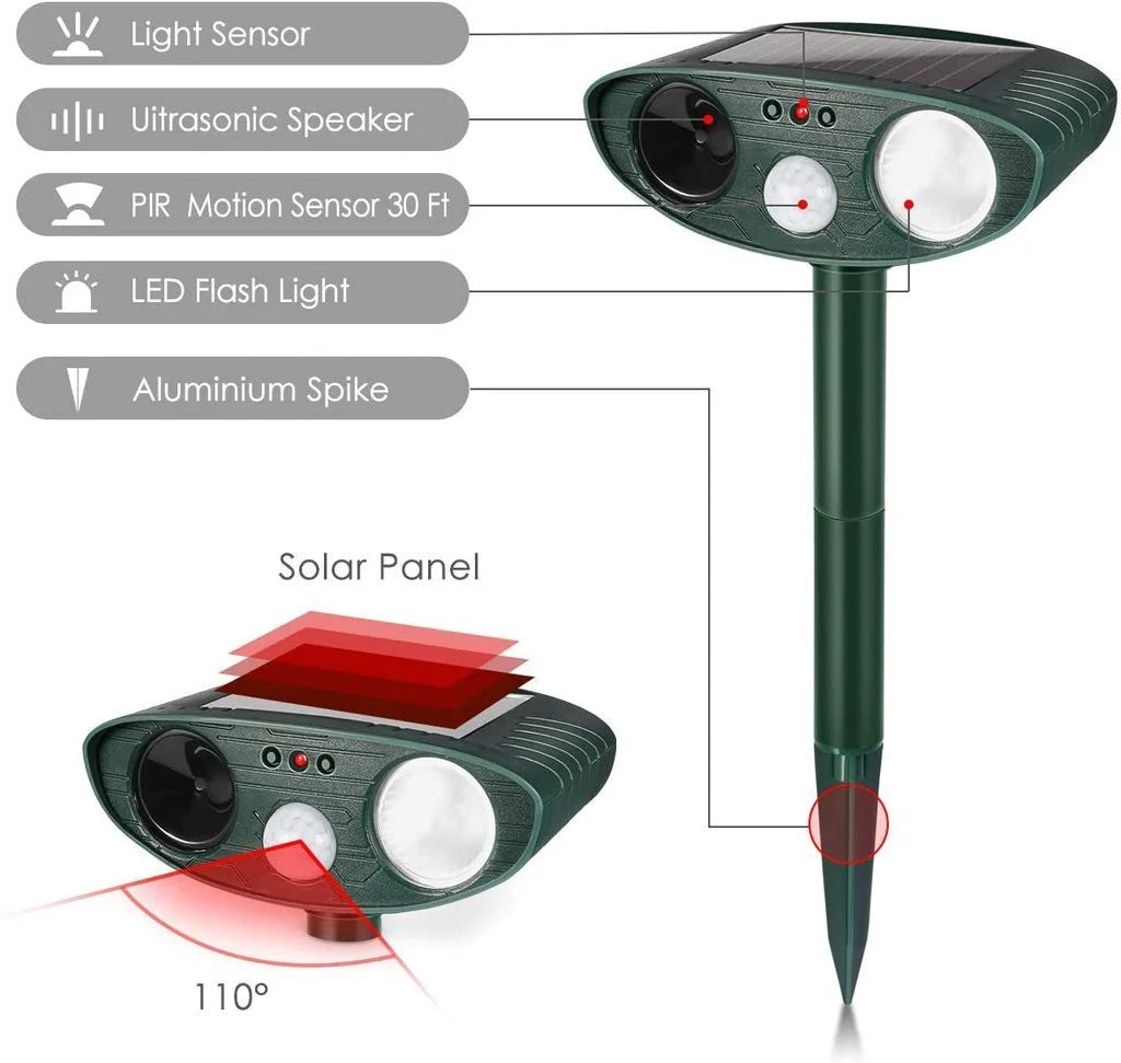 Ultrasonic Deer Repeller, Pack of 4 Solar Powered Devices