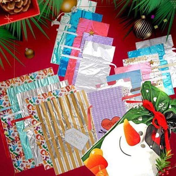 Christmas Gift Bags, Drawstring Design, Set of 15