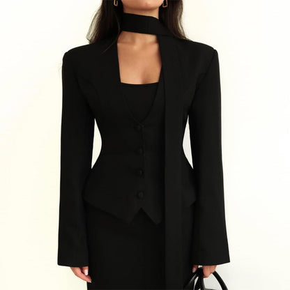 Long Sleeve Blazer Jacket with Scarf for Women, Rosella