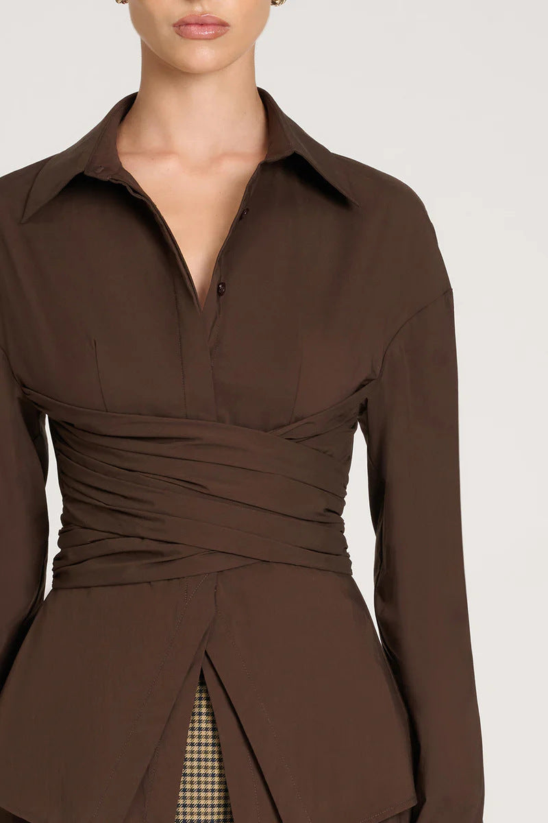 Draped Waist Shirt for Effortless Elegance and Waist Sculpting
