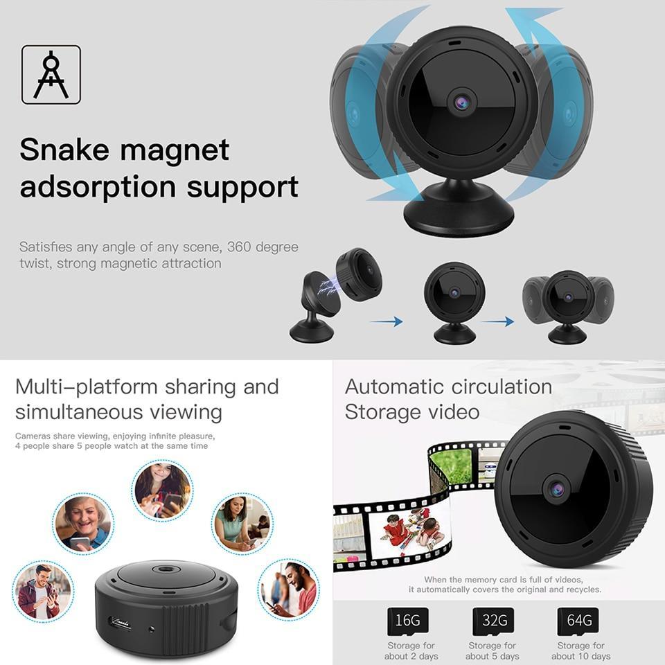 1080P HD Mini WiFi Camera with IR Night Vision for Home Security and Baby Monitoring