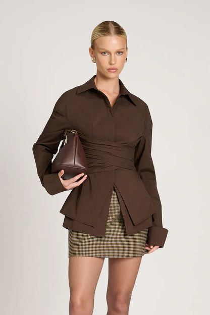 Draped Waist Shirt for Effortless Elegance and Waist Sculpting