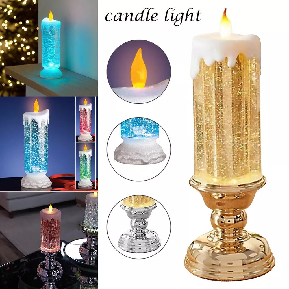 Rechargeable LED Christmas Candles with Glitter