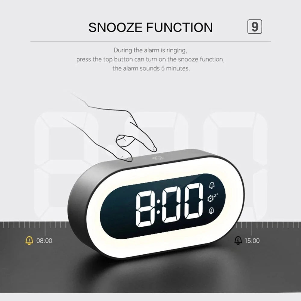 Gentle Light Alarm Clock with Gradual Brightness and Snooze Function