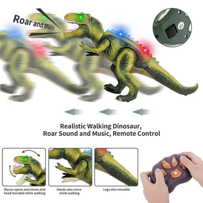 Remote Control T-Rex Dinosaur Toy, LED Light Up, Walking and Roaring Features