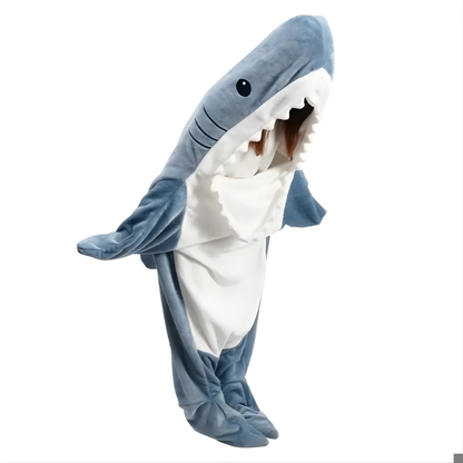 Flannel Shark Hoodie Blanket, Soft and Cozy Design