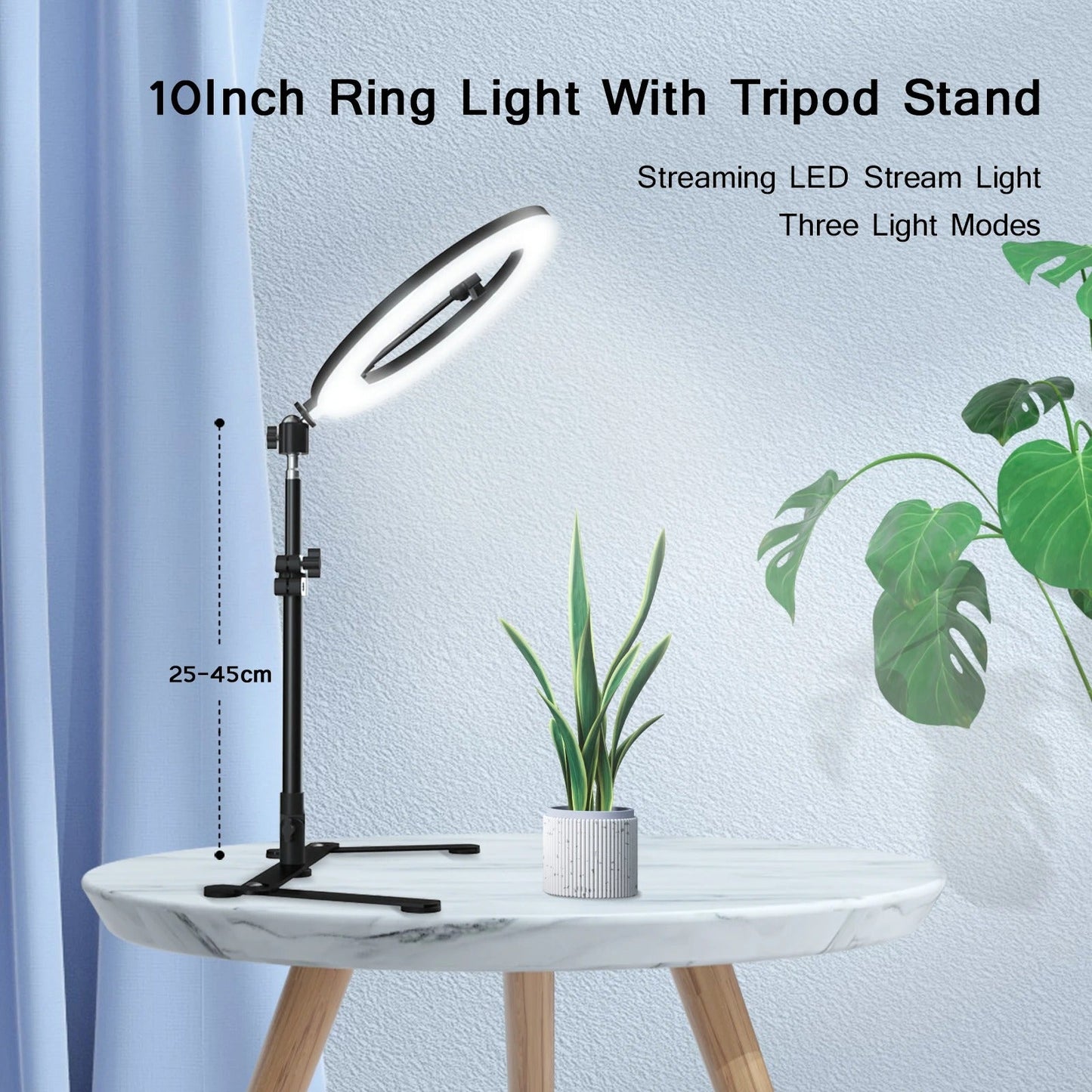 Ring Light Tripod Stand with Phone Holder and Adjustable Height