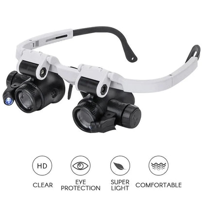 LED Glasses Magnifier, 8x 15x 23x Magnification Options