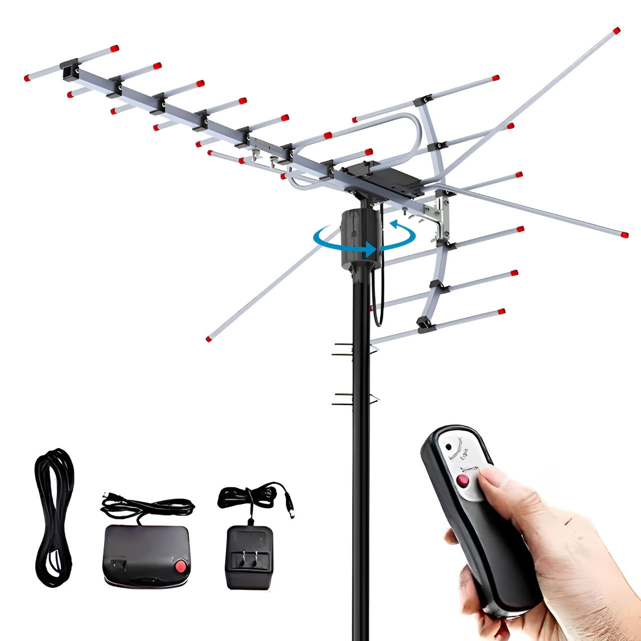 2025 Digital Outdoor HD TV Antenna, Extra Range with 360 Degree Directional Motor