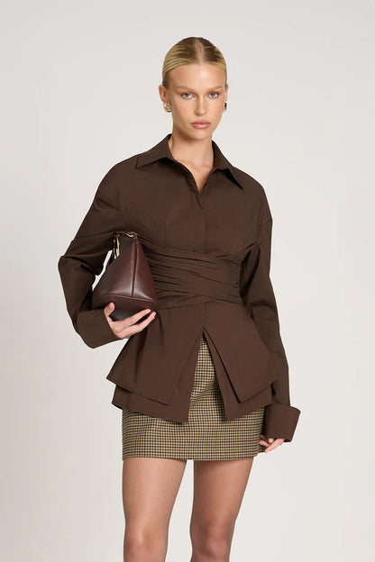 Draped Waist Shirt for Effortless Elegance and Waist Sculpting