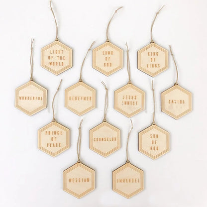 Names of Jesus Advent Ornaments, Christmas Hanging Decorations