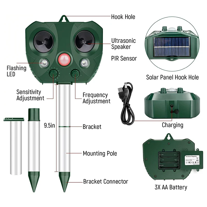 Solar Powered Ultrasonic Bird Repeller