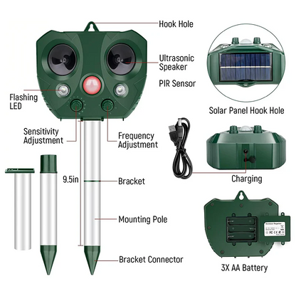 Solar Powered Ultrasonic Bird Repeller
