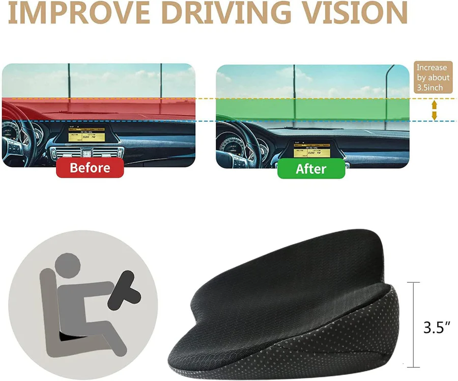Car Seat Cushion for Short Drivers, Comfortable Support and Height Adjustment