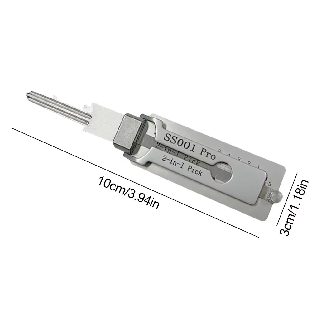 Stainless Steel Key Decoder, 2-in-1 Lock Decoding and Picking Tool for Locksmiths