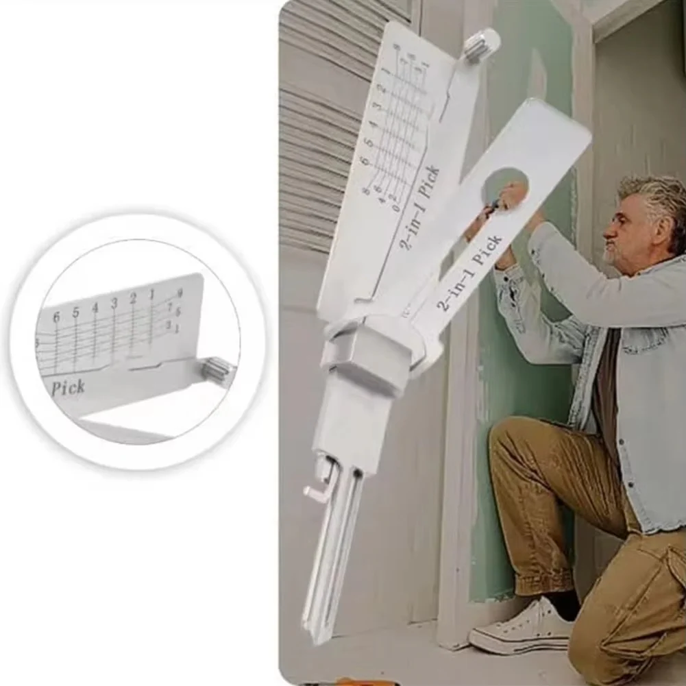 Stainless Steel Key Decoder, 2-in-1 Lock Decoding and Picking Tool for Locksmiths