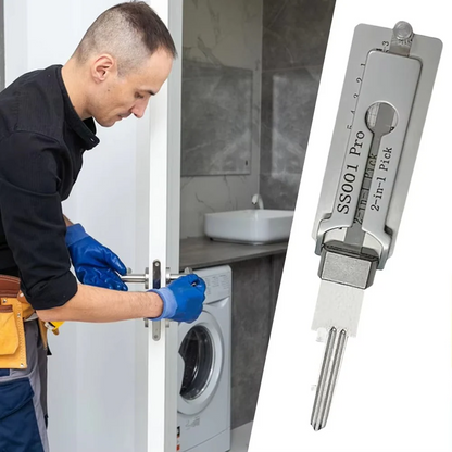 Stainless Steel Key Decoder, 2-in-1 Lock Decoding and Picking Tool for Locksmiths