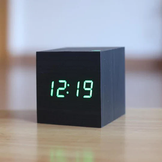 Digital Wood Clock, Modern Design