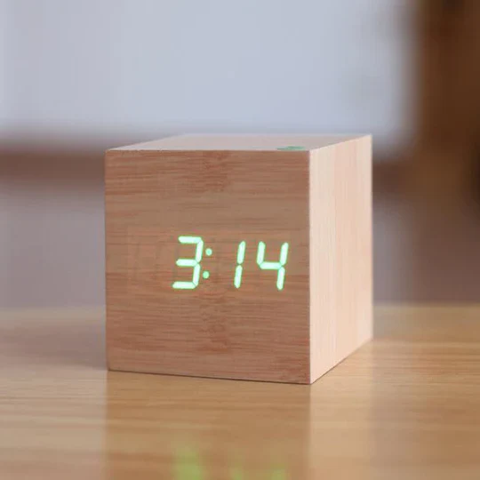 Digital Wood Clock, Modern Design