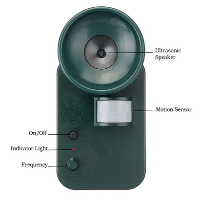 9V DC Ultrasonic Cordless Pest Repeller for Outdoor Use, Covers 5000 Sq Ft