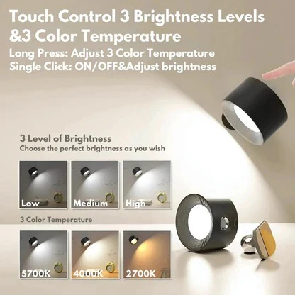 Rechargeable Wall Light with 360-Degree Rotation