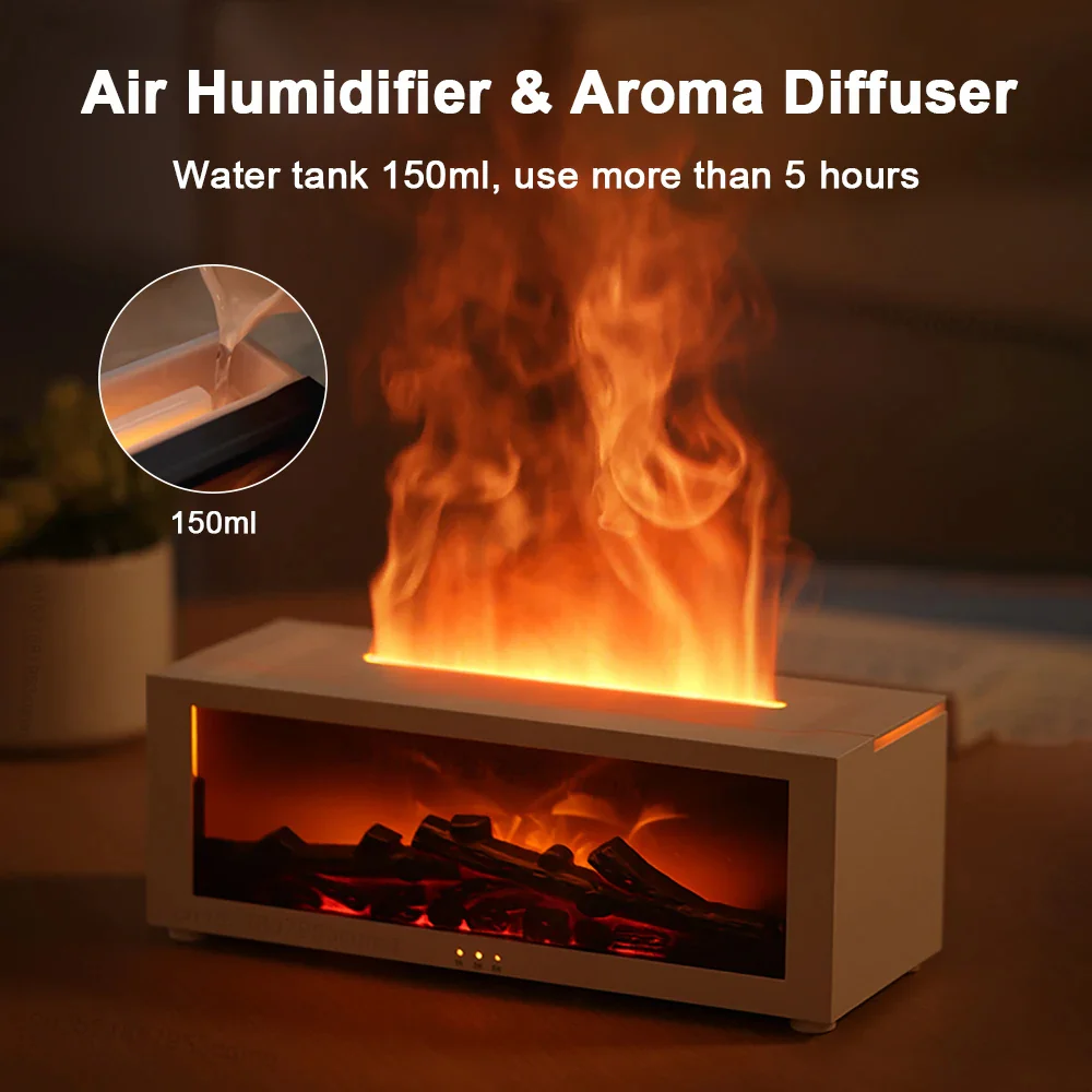 Air Humidifier and Purifier with Aromatherapy Flame Effect