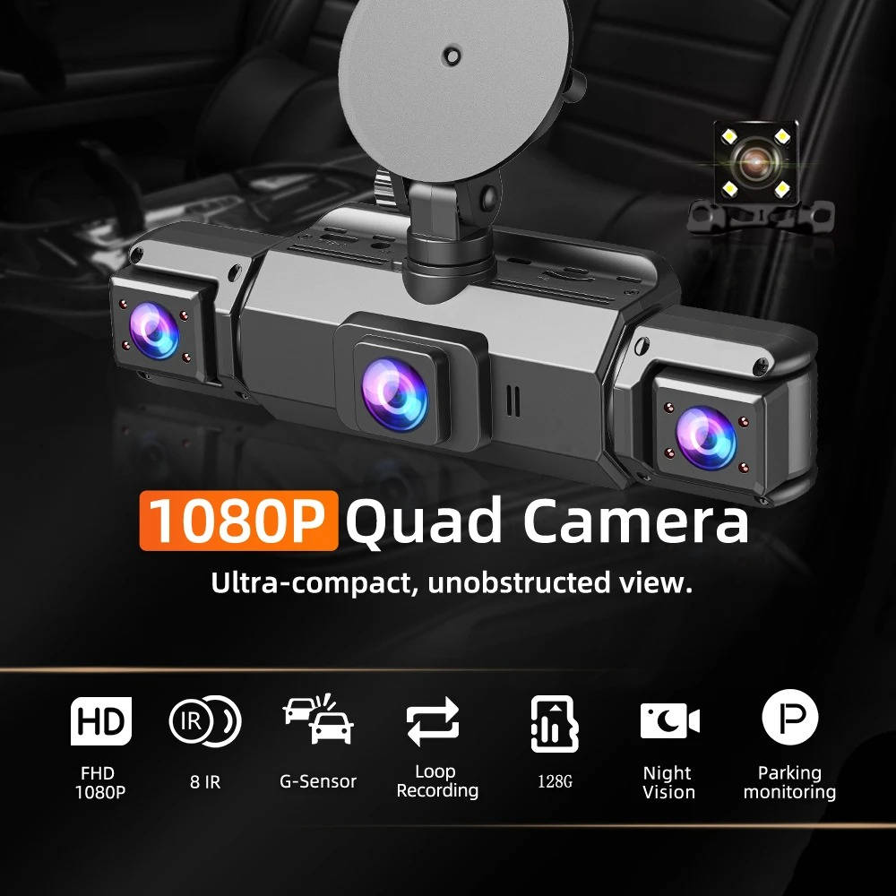 Wireless Car Dash Cam with Front and Rear Cameras, Night Vision