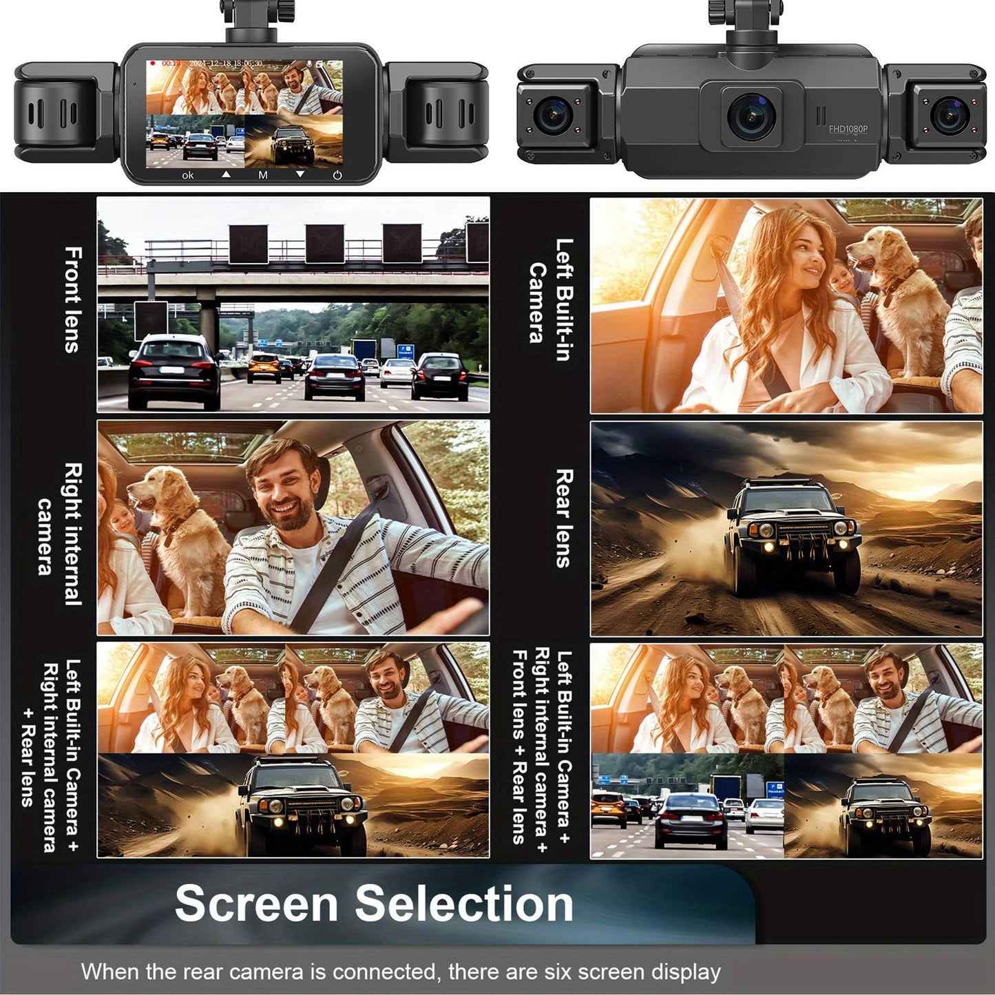 Wireless Car Dash Cam with Front and Rear Cameras, Night Vision