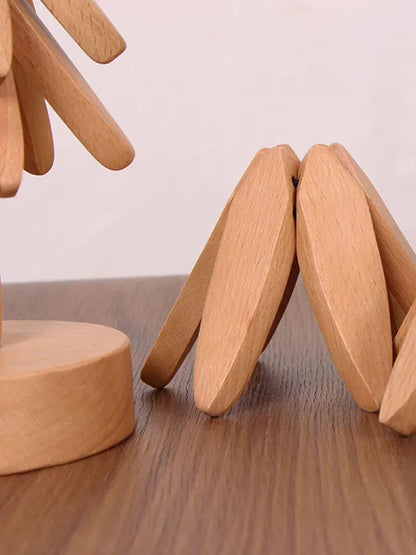 Decorative Wooden Coasters and Trivets - Heat-Resistant Table Mats (4PCS)