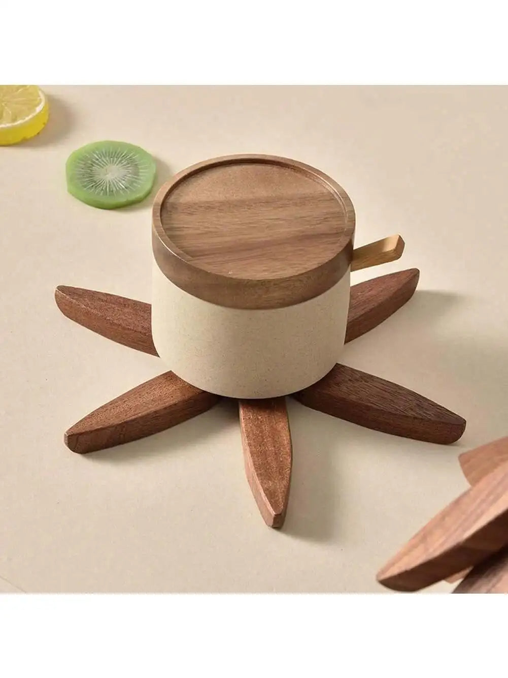 Decorative Wooden Coasters and Trivets - Heat-Resistant Table Mats (4PCS)