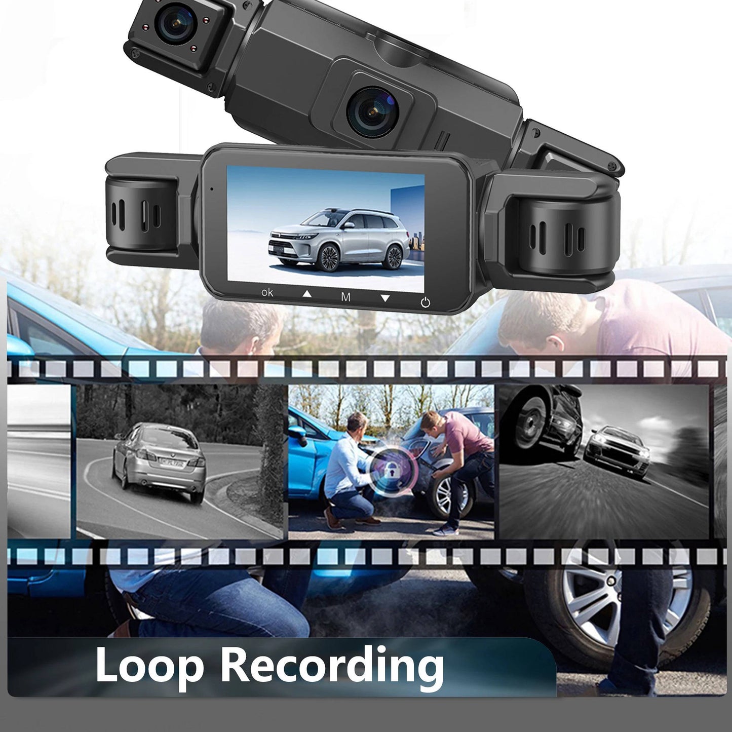 Wireless Car Dash Cam with Front and Rear Cameras, Night Vision