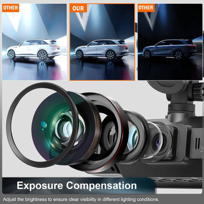 Wireless Car Dash Cam with Front and Rear Cameras, Night Vision