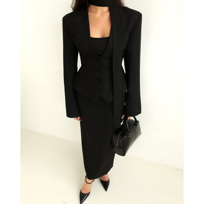 Long Sleeve Blazer Jacket with Scarf for Women, Rosella